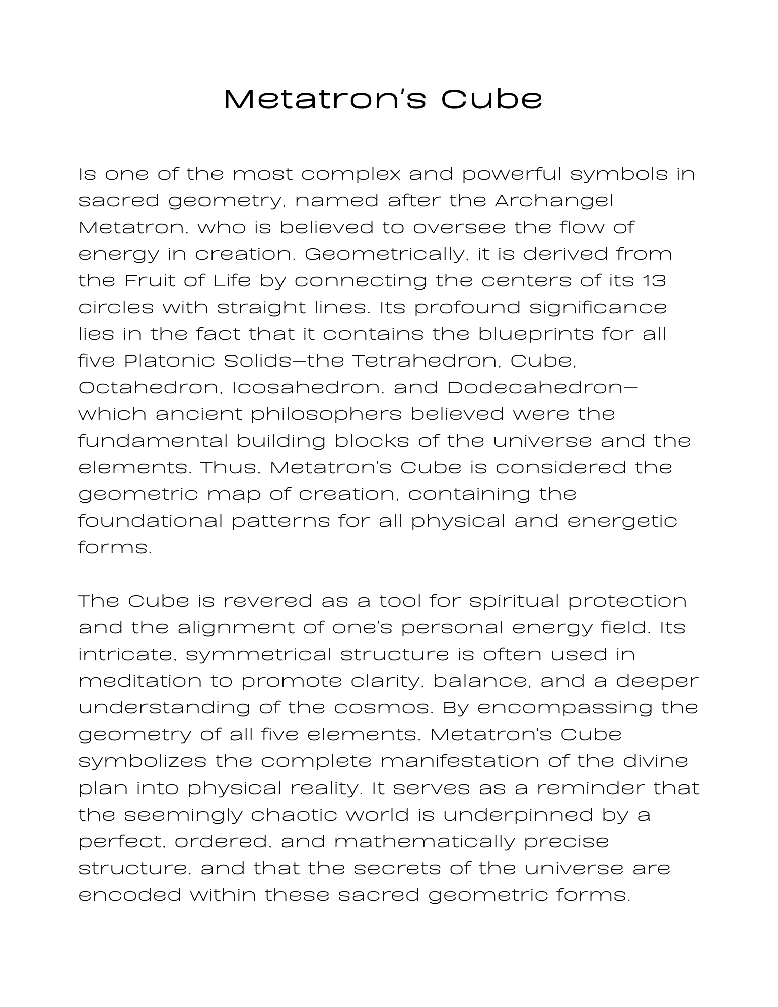Metatron's Cube Explained
